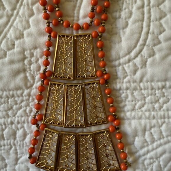 1970’s  Woven Castlecliff necklace with Graduated & articulated Floral  Pe - Picture 5 of 6